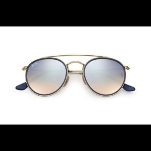 Ray ban double bridge sunglasses navy and gold